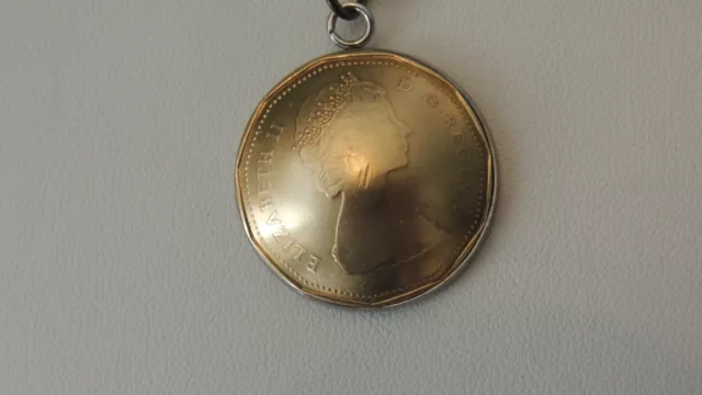 Canadian 1 dollar coin 1987 Custom pendant necklace .