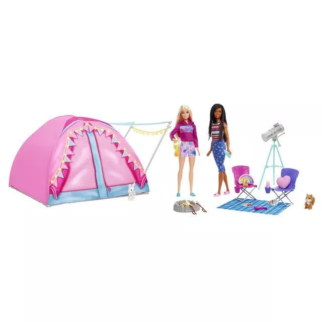 BARBIE IT TAKES Two Camping Playset with Tent 2 Barbie Dolls 20