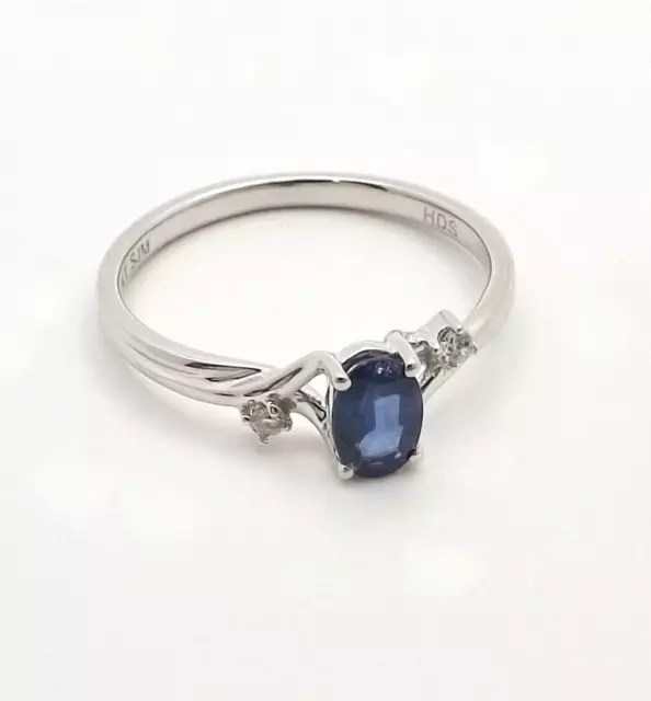 10k White Gold Natural Sapphire Diamond September Birthstone Ring New