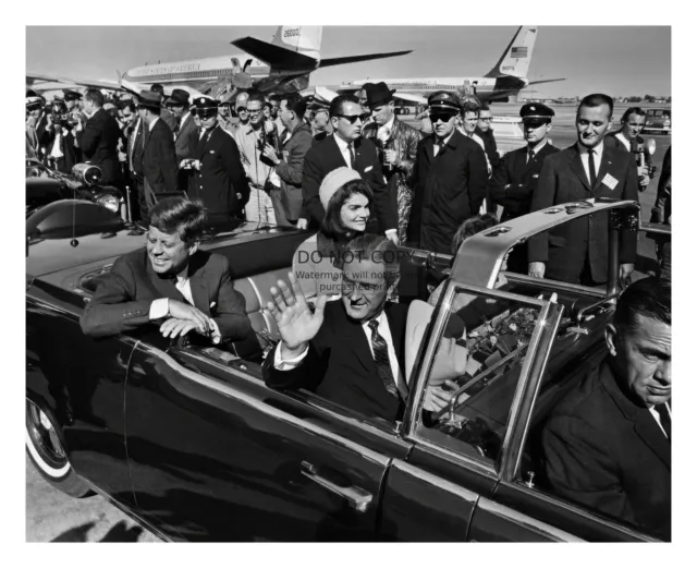 President John F. Kennedy Assasination Motorcade At Dallas Airport 8X10 Photo