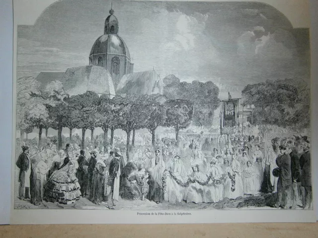 19th engraving Procession of the feast of God at the saltpeter Paris