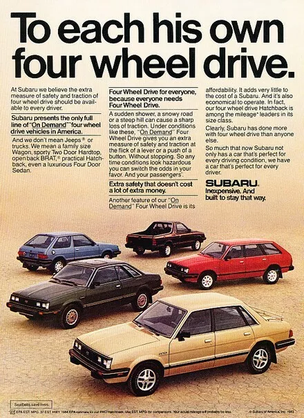 1984 Subaru Sedan Hardtop Brat Original Advertisement Print Art Car Ad D55