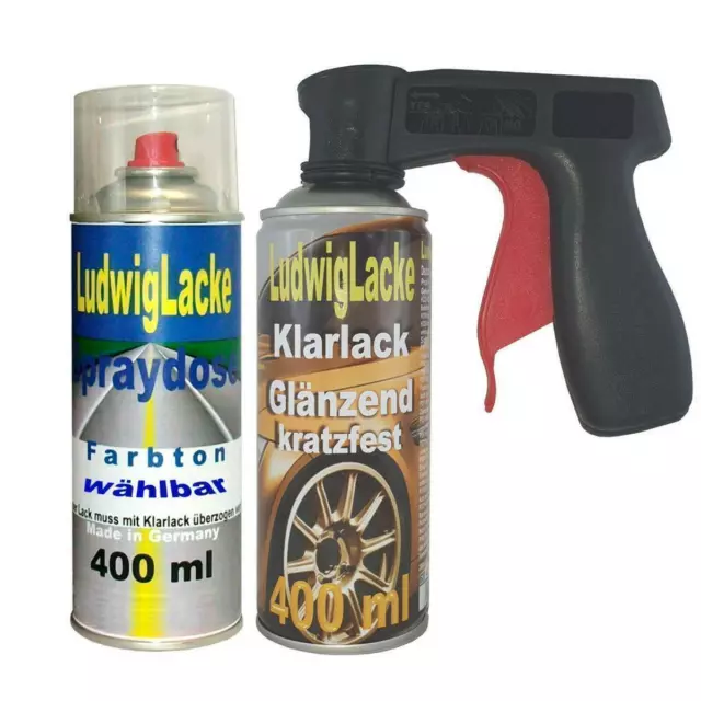 Spraydosen Obsidianschwarz 197 Autolack Klarlack 400ml für Mercedes & Griff