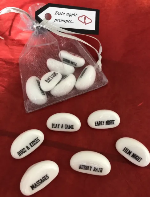 6 Glass Pebbles - Date Night Prompts, Fun Gift Him Or Her, Fun Stocking Filler