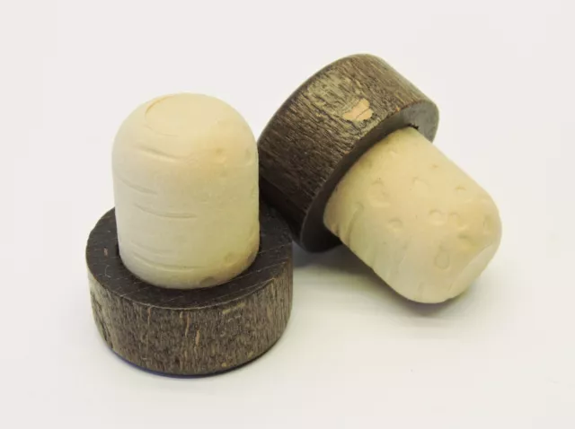 (5 pcs) 19.5mm Wine Cork T-Corks with Brown Tops Synthetic with Wood Cap