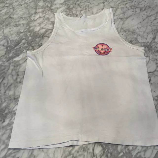 Vintage Vuarnet France 90s T Shirt Mens Large White Sleeveless Tank Top