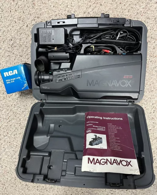 Magnavox VHS Camcorder CVL318 comes in carrying case, manual & Case + Wide Lens