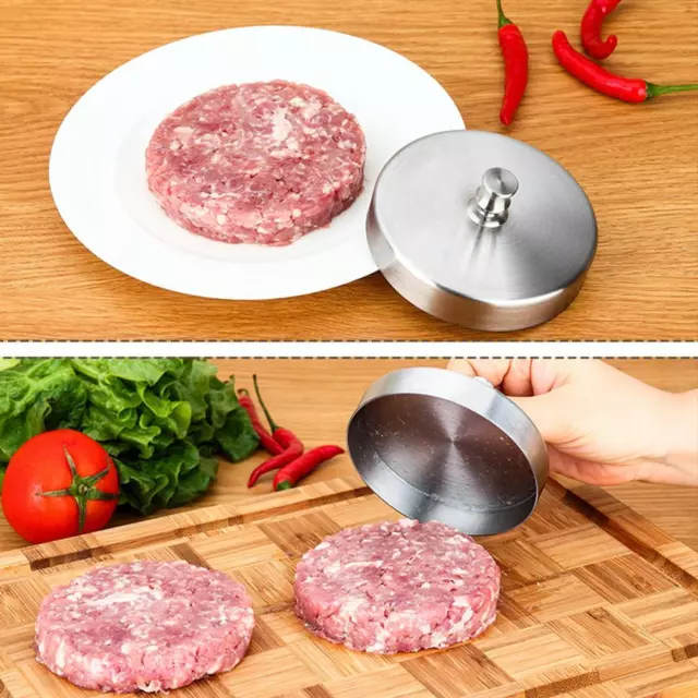 Prensa antiadherente de hamburguesas hamburguesa empanadora cocina molde manual acero inoxidable