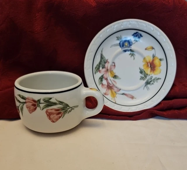 Southern Pacific Railroad China Prairie Mountain Wildflowers Cup And Saucer