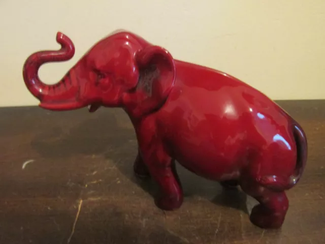 Royal Doulton England Flambe Red And Black Porcelain Elephant Figurine 4.5"