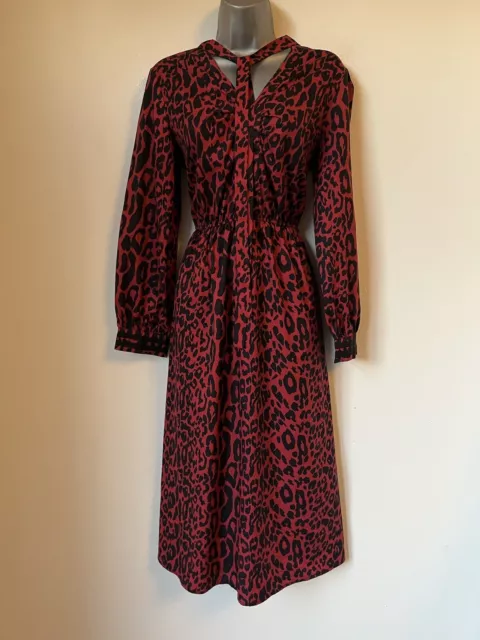 Fab Red Leopard Print Spring Summer Maxi Dress Sz 12-14