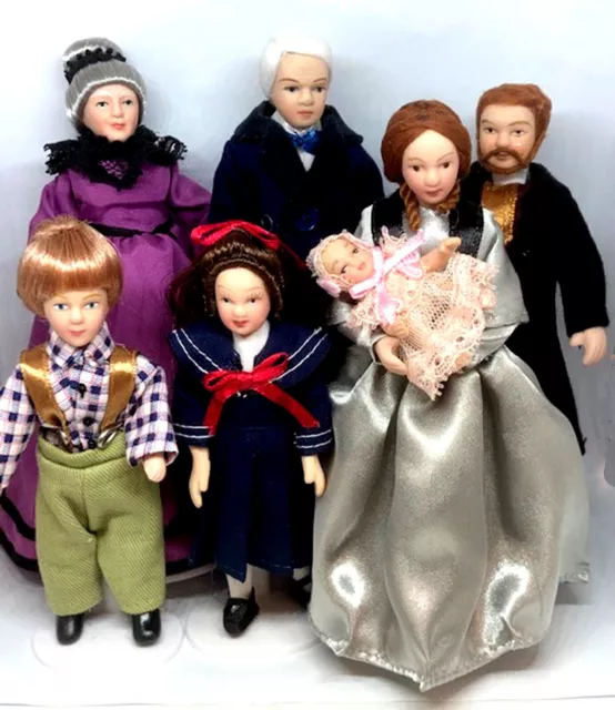 Puppenhaus viktorianische Familie von 7 Personen Tumdee Maßstab 1:12 Miniaturzubehör