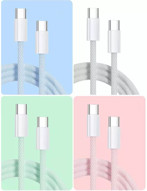 For Apple iPhone 15 Plus Pro Type C to Type C Braided Super Fast Charger Cable