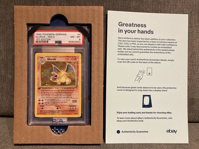 🔥Pokemon Base Set Glurak Holo 1st Edition NM-MT #4/102, PSA 8 gegradet 🔥