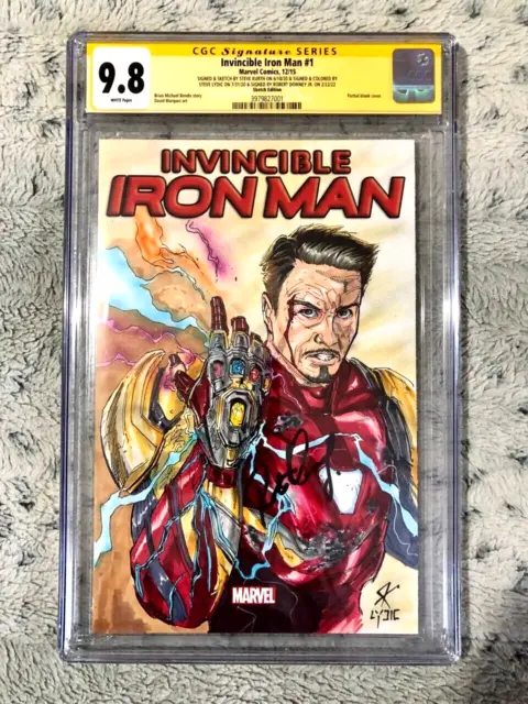 Iron Man #1 Oa Sketch 1/1 Signed Robert Downey Jr, Steve Kurth, Lydic Cgc Ss 9.8