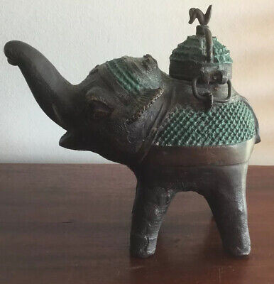 Beautiful Antique/vintage Cast Iron Elephant Statue/container
