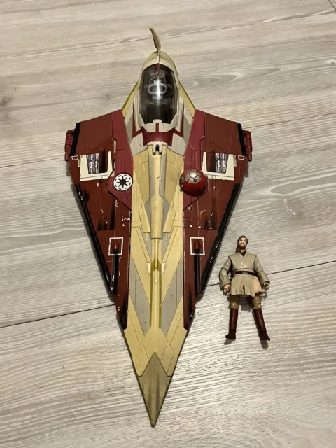 Star Wars Obi-Wan Kenobi’s Jedi Starfighter Delta-7 Red Inc. Figure 3.75” AOTC