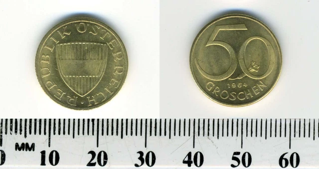Austria 1964 - 50 Groschen Aluminum-Bronze Coin - Austrian Shield