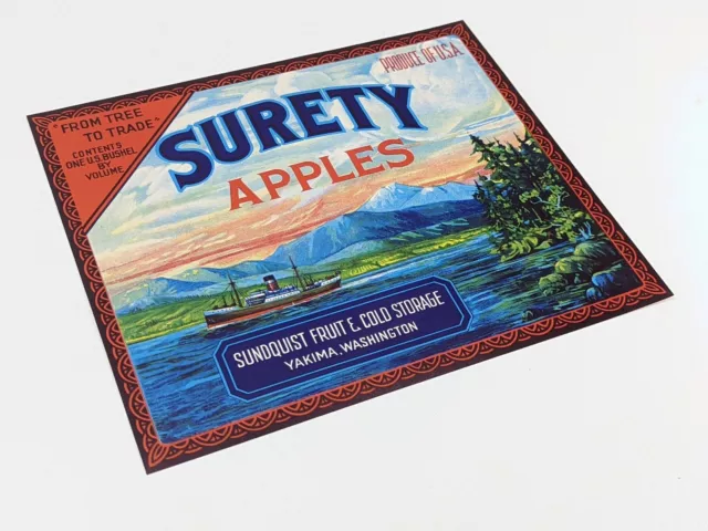 Surety Brand, Yakima, Washington **AN ORIGINAL APPLE CRATE LABEL*