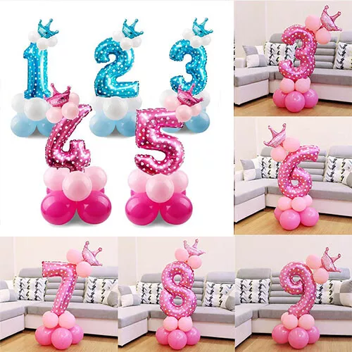 Giant 32" Balloon Number Boy Girl Birthday 1st Party Decoration First Foil Latex