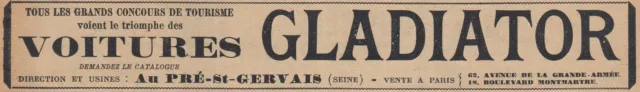 V5840 Voitures Gladiator - 1905 Vintage Advertising - Publicidad Época