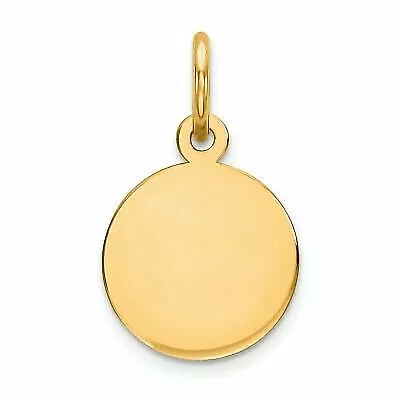 14k 14kt Yellow Gold Plain .009 Gauge Circular Engravable Disc Charm PENDANT