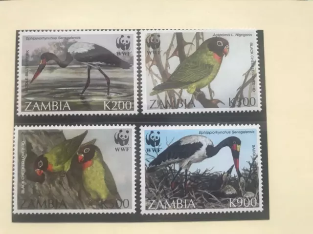 Sambia 1996 Satz WWF Russköpfchen Papagei Sattelstorch postfrisch