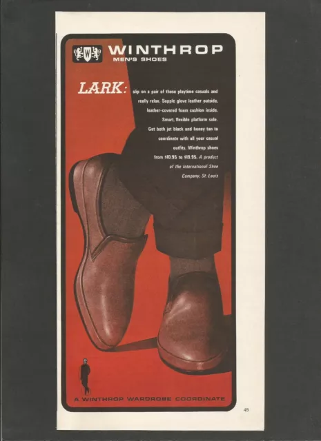 WINTHROP Men's Shoes -Lark -  1963 Vintage Print Ad