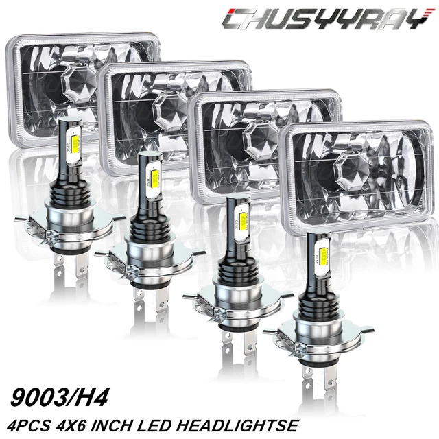 4PCS 4x6" inch LED Headlights Hi/Lo Beam For 1982-1987 Buick Regal Chevy Pickup