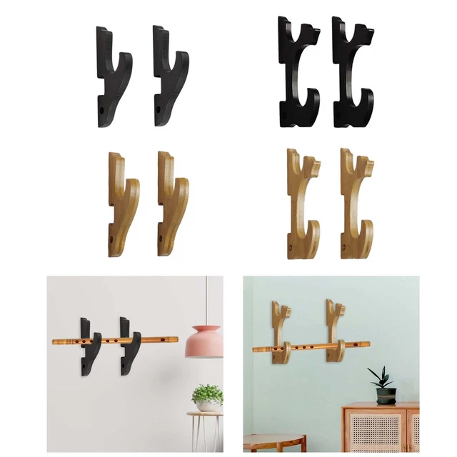 Support Mural Double Couches Pour Katana, Wakizashi, Canne à Pêche – Présentoir Bois Blanc Élégant