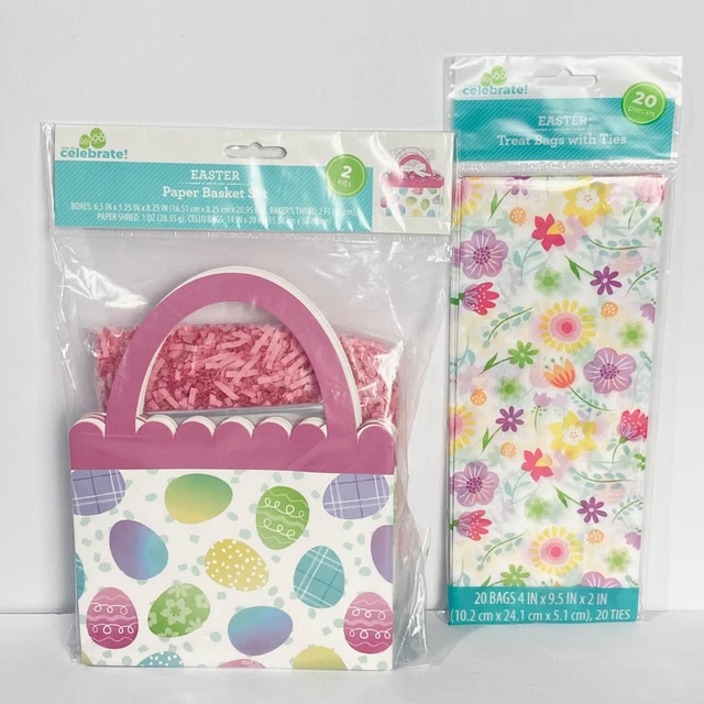 Lot Easter Spring Treat Bags Containers Flowers Eggs Party Favor Goodie Basket