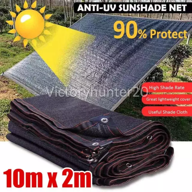 10m X 2m 90% UV Sun Shade Cloth Shadecloth Sail Roll Mesh Outdoor Black AUS