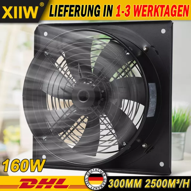 300mm Axial Ventilator Abluftventilator 2500m³/h Wandlüfter Abluftgebläse 160W