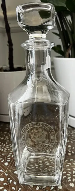 Vintage Presidential Retreat Camp David Clear Glass Decanter with Lid