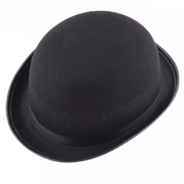 Classic Black Felt Bowler Hat for 50s 60s Party - Men's Derby Cap