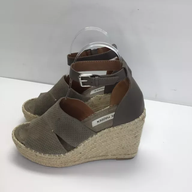 STEVE MADDEN Womens 7 M Platform Wilkes Wedge Espdrille Sandal Taupe