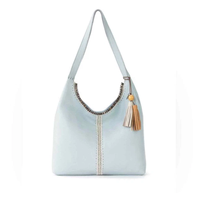 The Sak Chambray Crochet Huntley Leather Hobo New