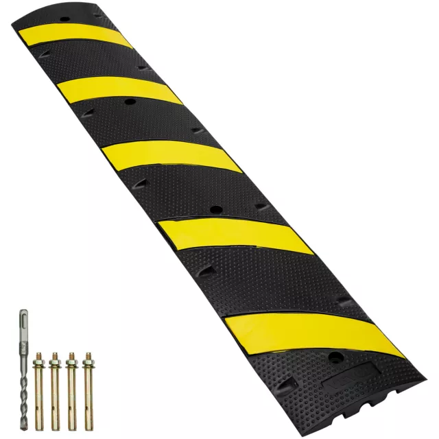 VEVOR 72'' Rubber Speed Bump 2Channel Load Heavy Duty Cable Protector Ramp 10T