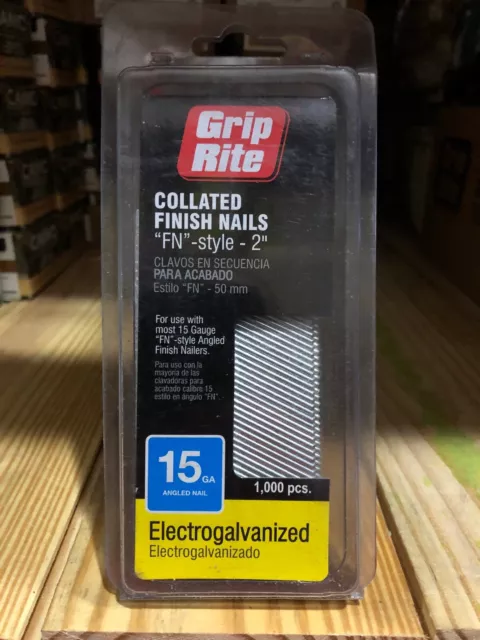 Grip Rite 15 GA Electrogalvanized “FN” Style 2” Inch Collated Finish Nails 1000