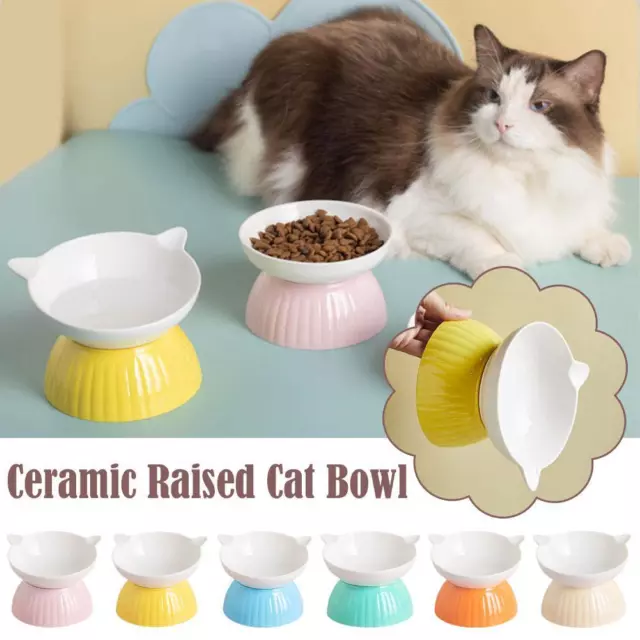 Cat Bowl Pet Accessories Ceramic Diagonal High Feet Cervical Spine Z8 Q5U4