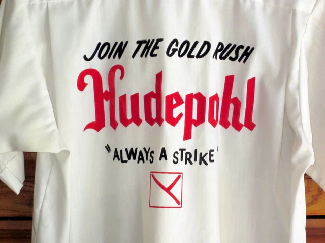 Vintage 1960s-70s Hudepohl Beer Cincinnati Dunbrooke Pla-Shirt Bowling Shirt