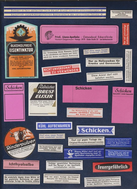 alte Etiketten / Apotheke, Drogerie, Werbung