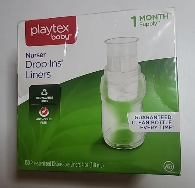 Playtex Nurser Drop in Liners Disposable Bottle 4oz 150 Ct. New Sealed