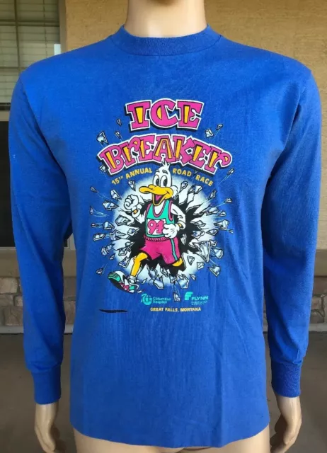 Vintage 90s 1994 Ice Breaker Road Race Great Falls Montana L/S Shirt USA Made M