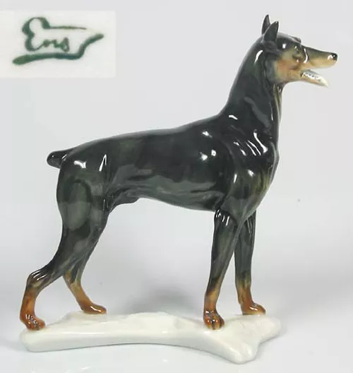 Doberman Figura de Porcelana ens Perro Figura Porcelana Perro Porzellanhund
