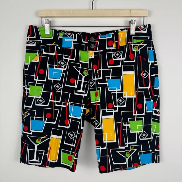 Loudmouth Golf Happy Hour Stretch Tech Bermuda Shorts 10" Womens 6