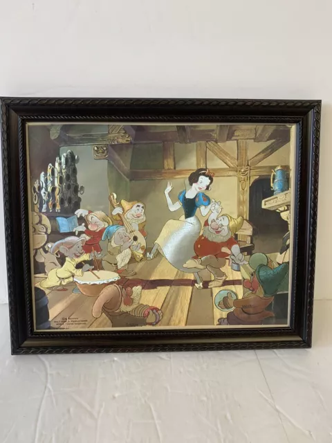 FRAMED SNOW WHITE & THE SEVEN DWARFS Metallic Foil Art -Disney Store -8x10