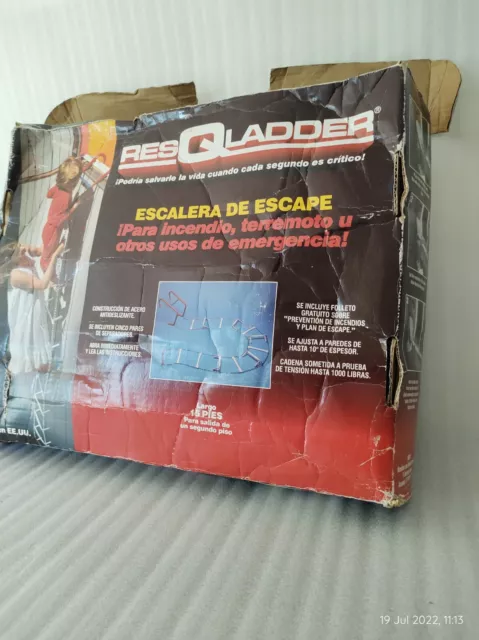 Escalera de escape. 15 pies gota con ganchos para fijación de ventana