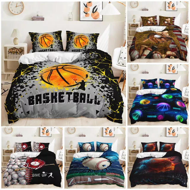 Sports Game Basketball Football Baseball Player Doona Duvet Quilt Cover Set