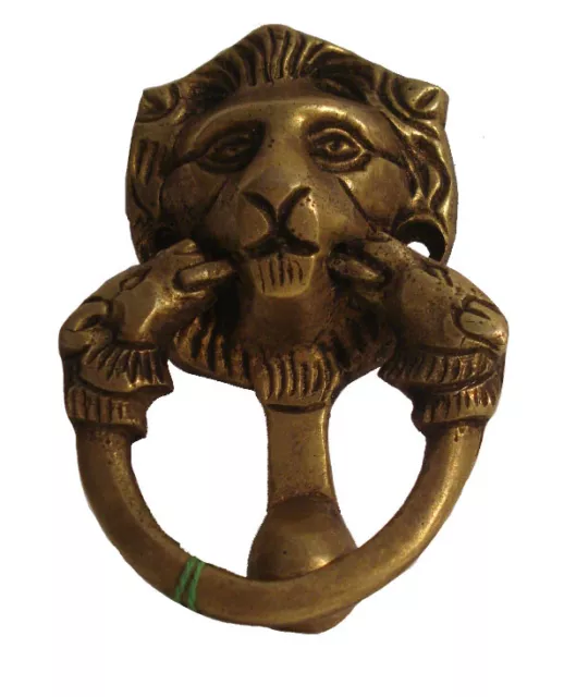 Ancien Style Laiton Porte Heurtoir - Lion - Entièrement - Rare (931)